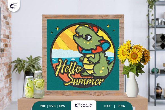 Baby Dinosaur in the Summer Shadow Box 3D SVG Review