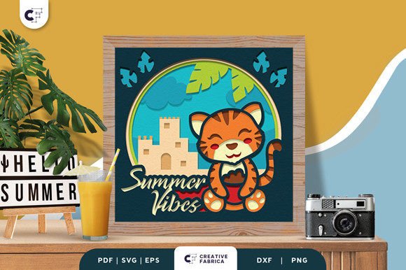 Baby Tiger Beach 3D SVG for Summer Branding