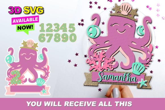 Cute Octopus Birthday Cake Topper: 3D SVG Shapes Review