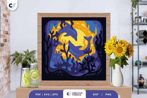 Dolphins Under the Sea 3D SVG for Summer Sales