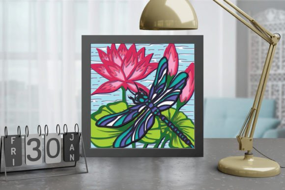 Dragonfly 3 Shadow Box SVG Template for Summer Branding