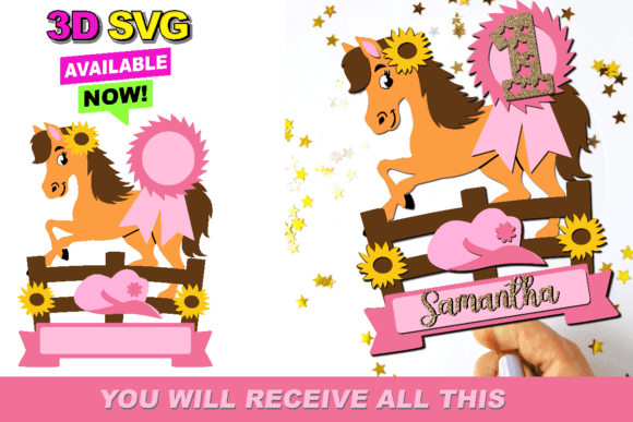 Horse Cake Topper 3D SVG for Laser Cutting