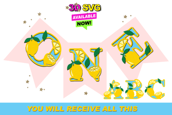Lemonade Alphabet 3D SVG for Laser Cutting Birthday
