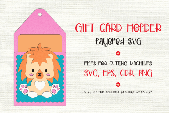 Little Lion Birthday Gift Card Holder 3D SVG Shapes