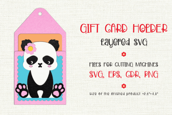 Panda Bear Birthday Gift Card Holder 3D SVG Shapes