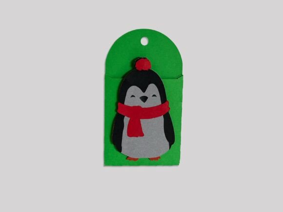 Penguin Gift Card Money Holder 3D SVG for Christmas