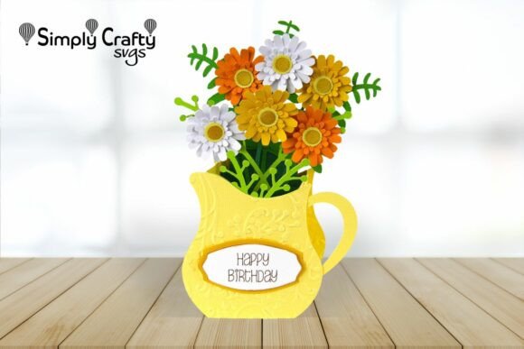 Pitcher of Flowers Card: 3D SVG for Mother's Day
