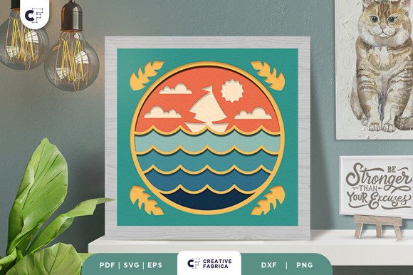 Retro Sailing Boat 3D SVG for Summer Branding