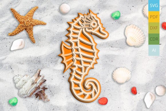 Seahorse 3D Layered SVG for Laser Cutting Ornaments