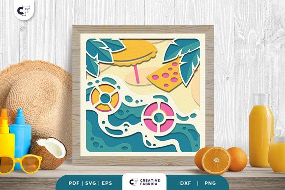 Summer Beach View 3D Shadow Box SVG Review