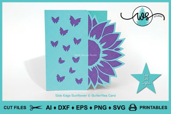 Sunflower Butterflies Card Template SVG Review